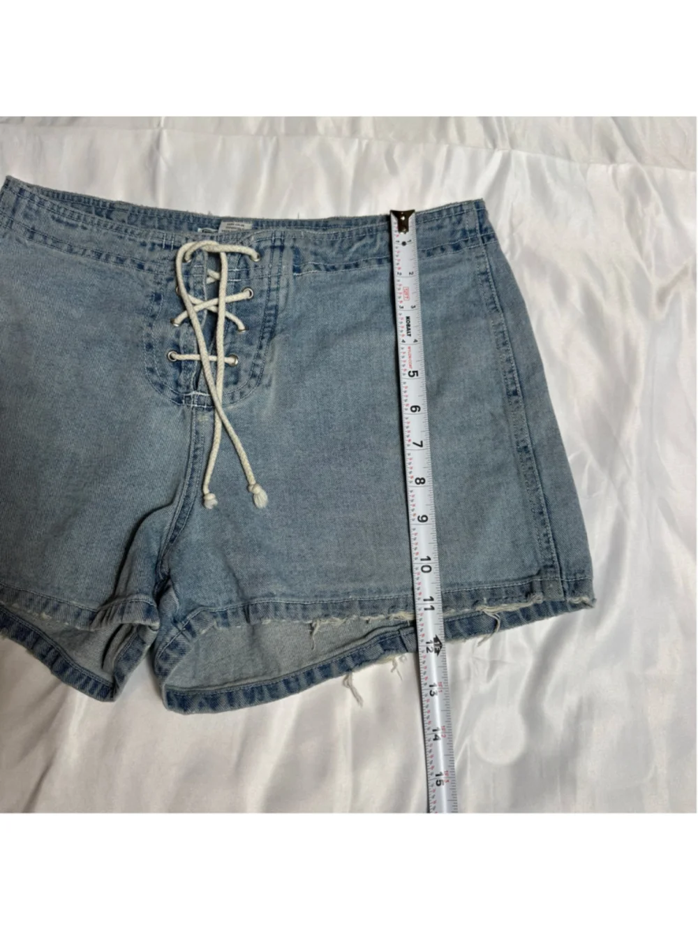 Women's Xhilaration Blue Jean Shorts Size 9 Lace-Up Front
